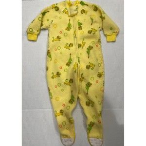 Vintage Carters Boys Jama-Blanket Sleeper Pajamas Dinosaurs Lions Fleece 2T 3T